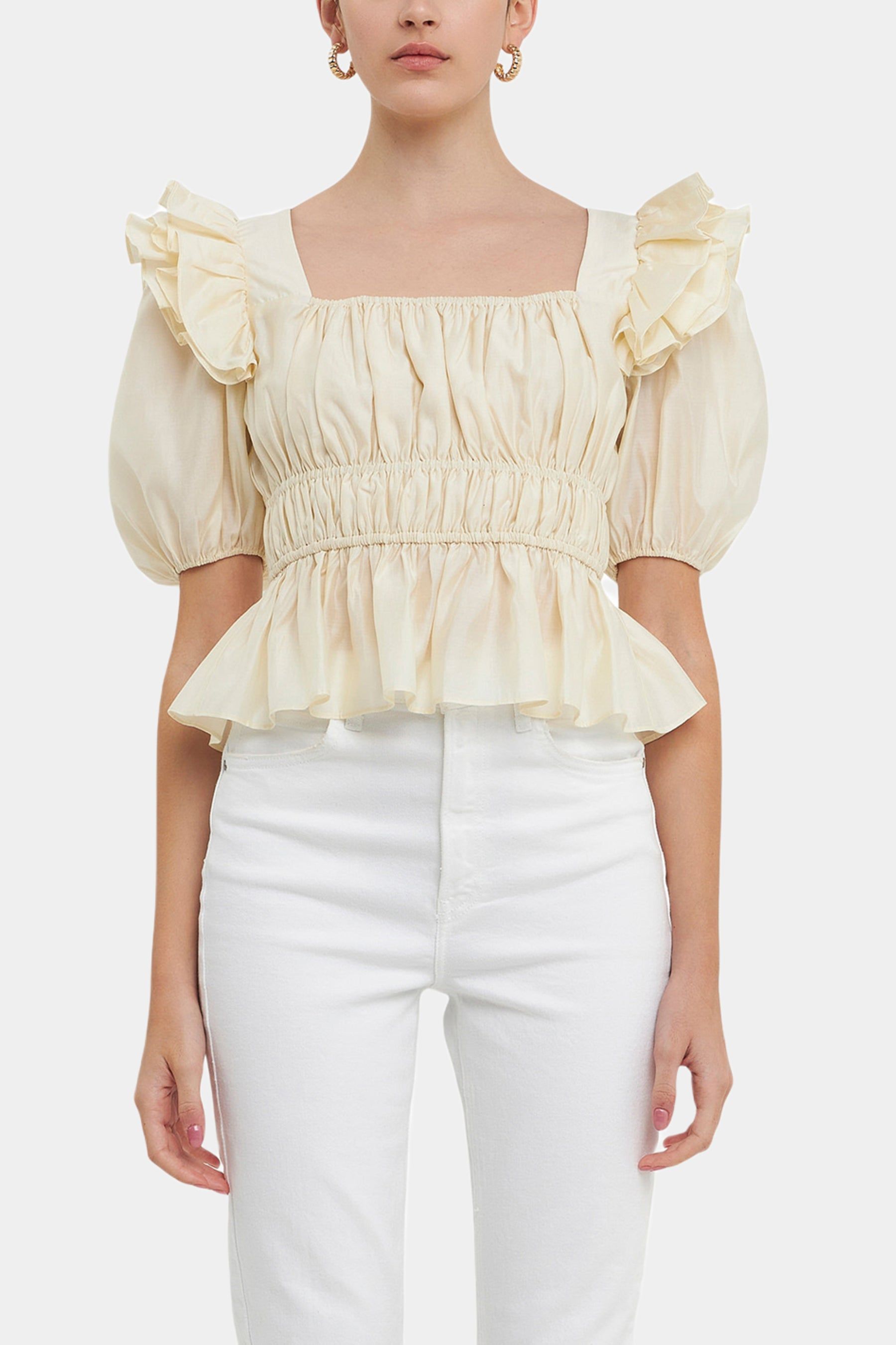 Smocked Puff Sleeve Top sold by Lord & Taylor