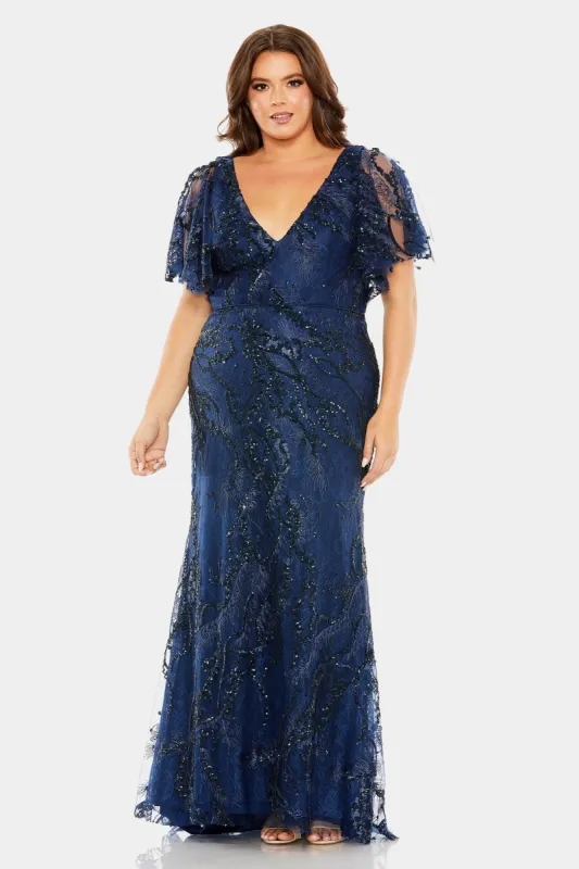 Flutter Sleeves Sequin Embellished Gown sold by Lord & Taylor