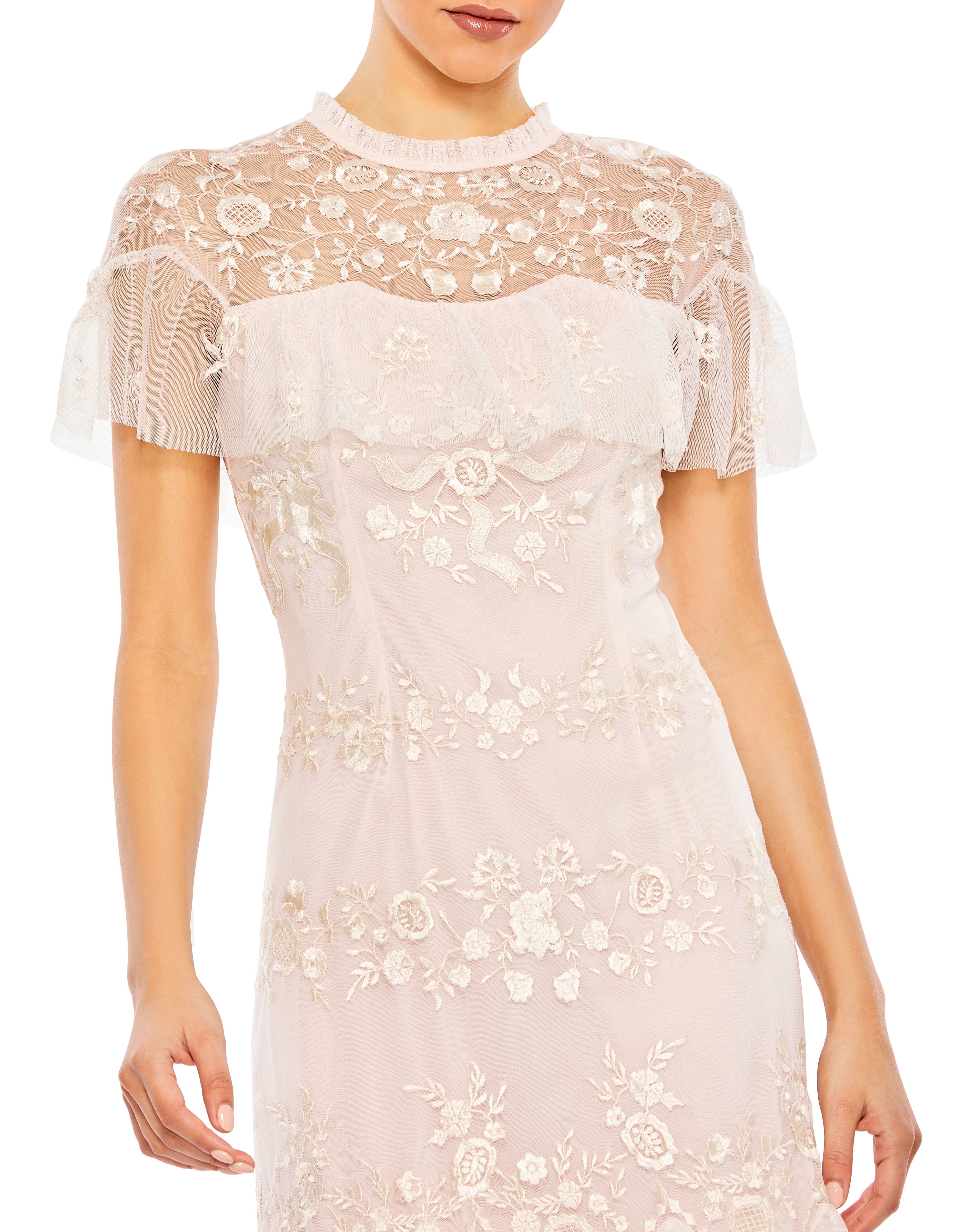 Embroidered Ruffled Cap Sleeve Dress sold by Lord & Taylor product image thumbnail 5