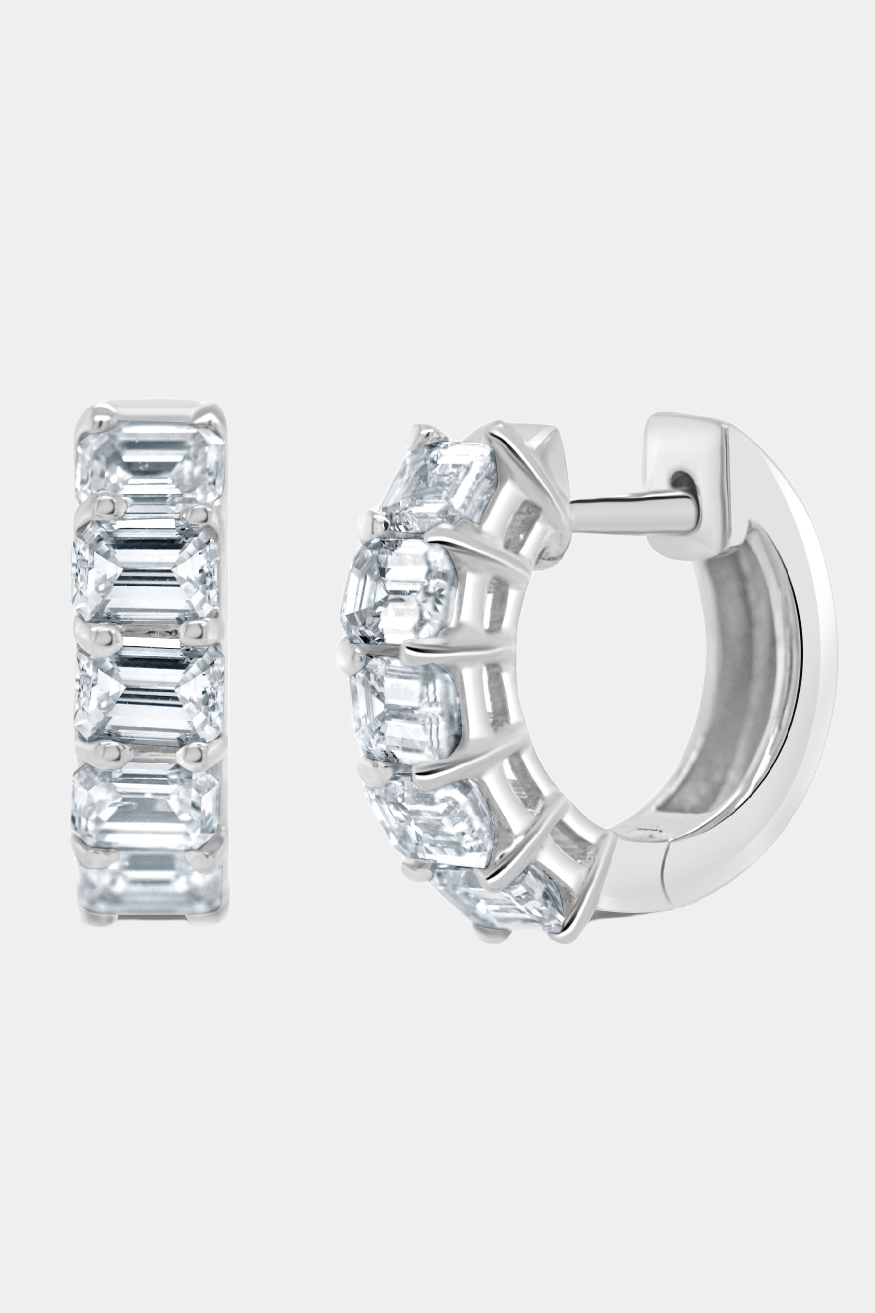 14K Gold Emerald Cut Diamond Huggies sold by Lord & Taylor product image thumbnail 3