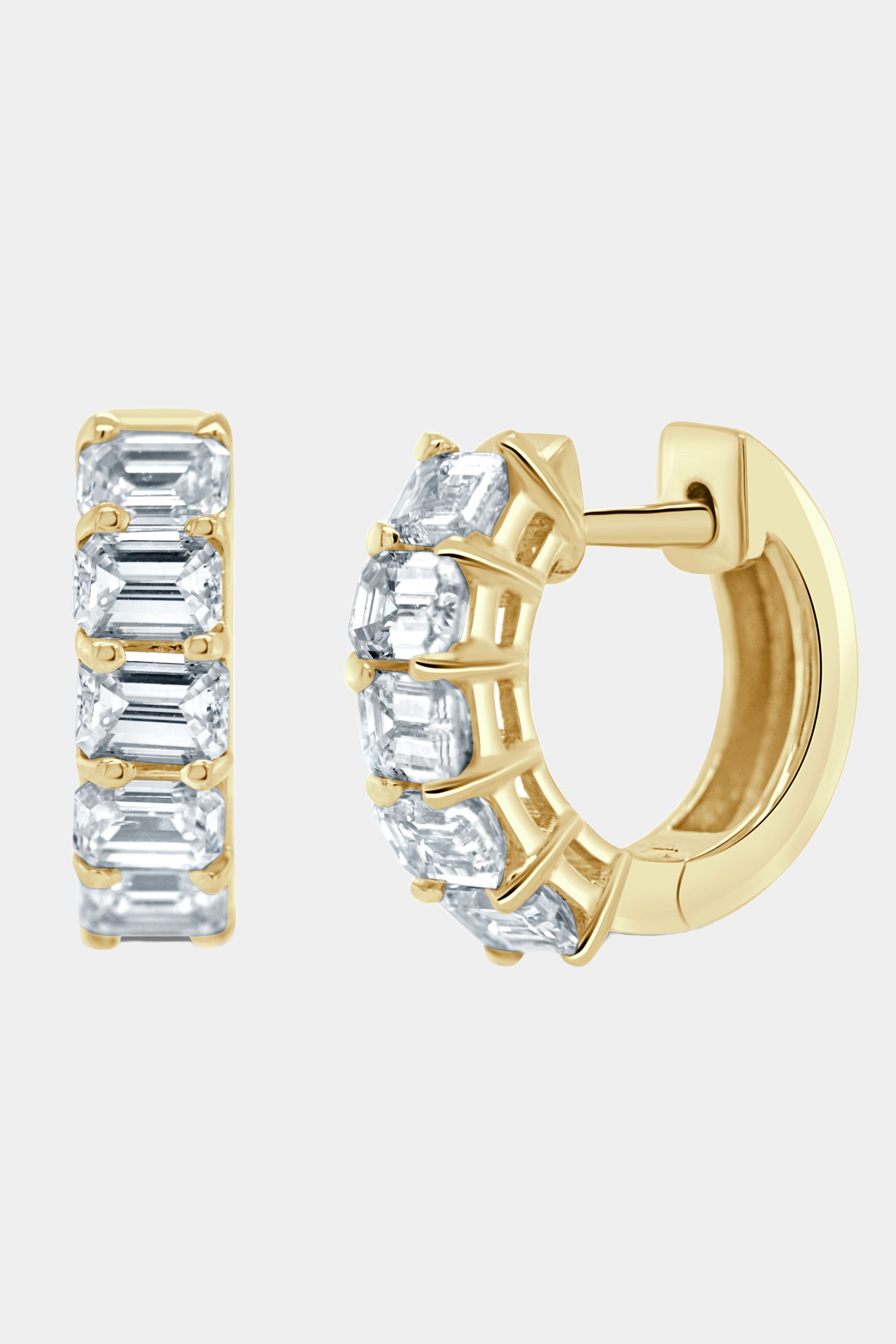 14K Gold Emerald Cut Diamond Huggies sold by Lord & Taylor product image thumbnail 2