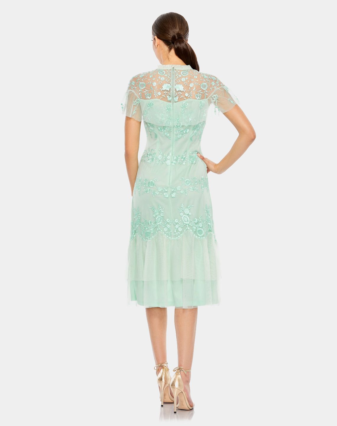 Embroidered Ruffled Cap Sleeve Dress sold by Lord & Taylor product image thumbnail 7