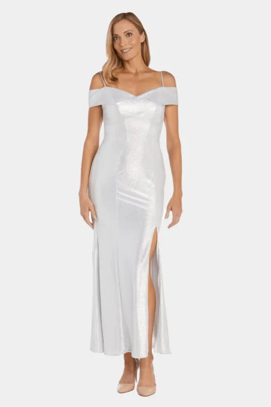 Long Shimmer Off the Shoulder Gown sold by Lord & Taylor