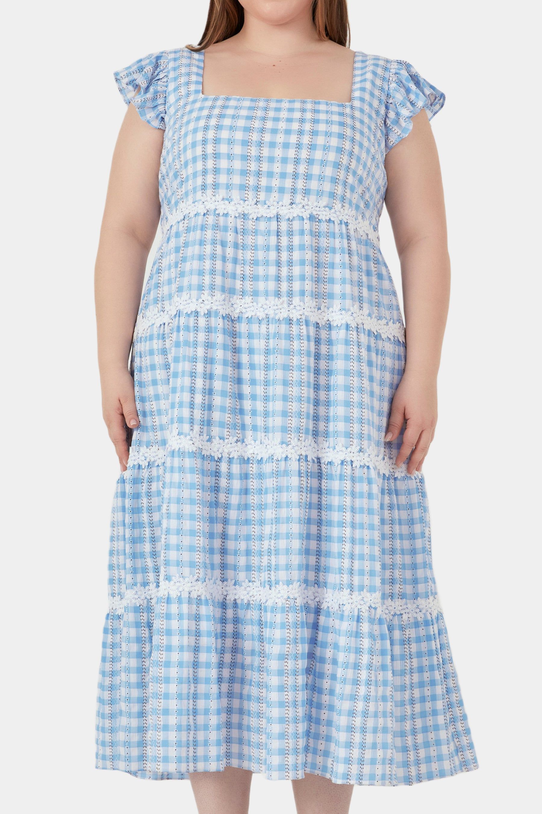 Floral Lace Gingham Printed Midi Dress sold by Lord & Taylor product image thumbnail 3