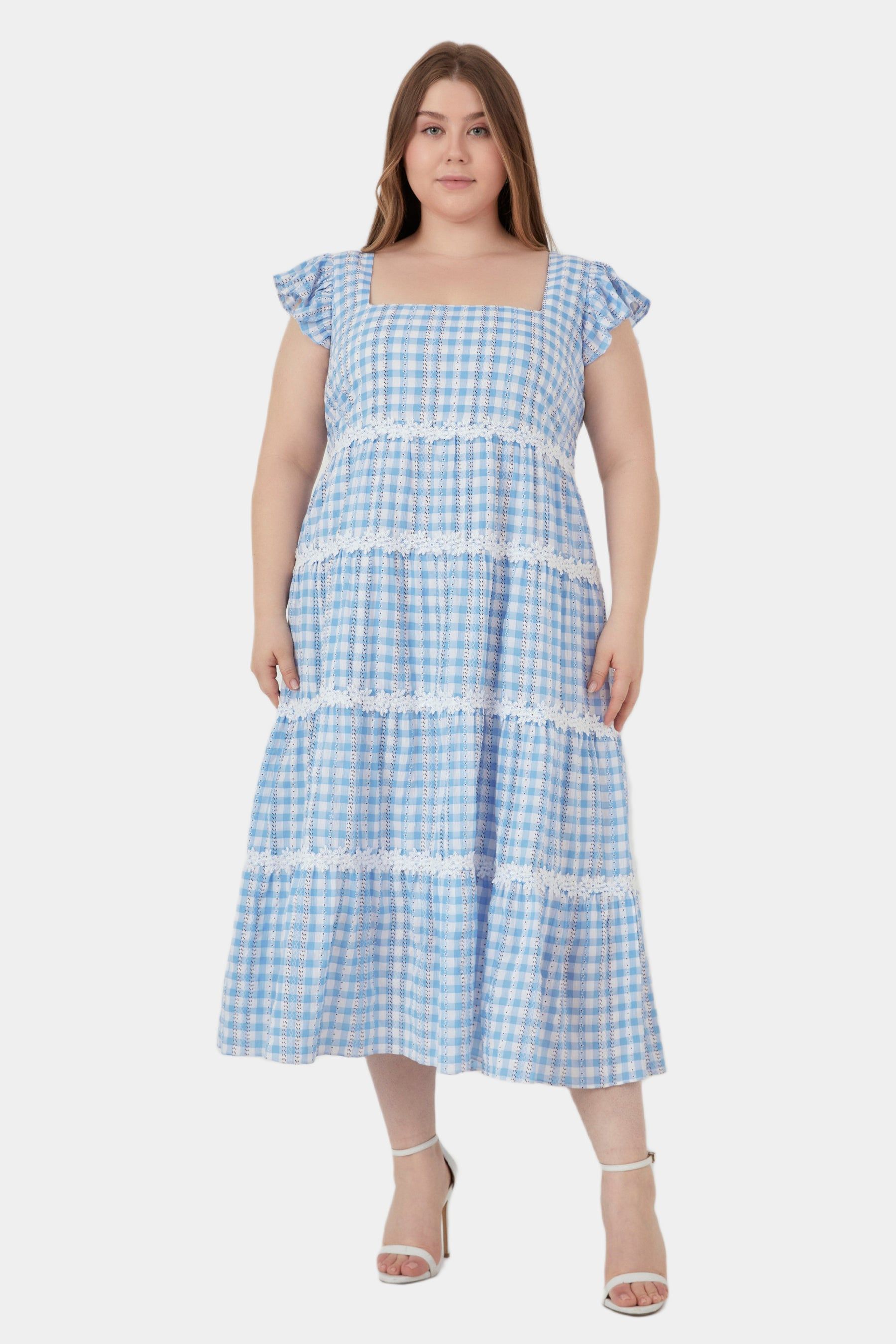 Floral Lace Gingham Printed Midi Dress sold by Lord & Taylor