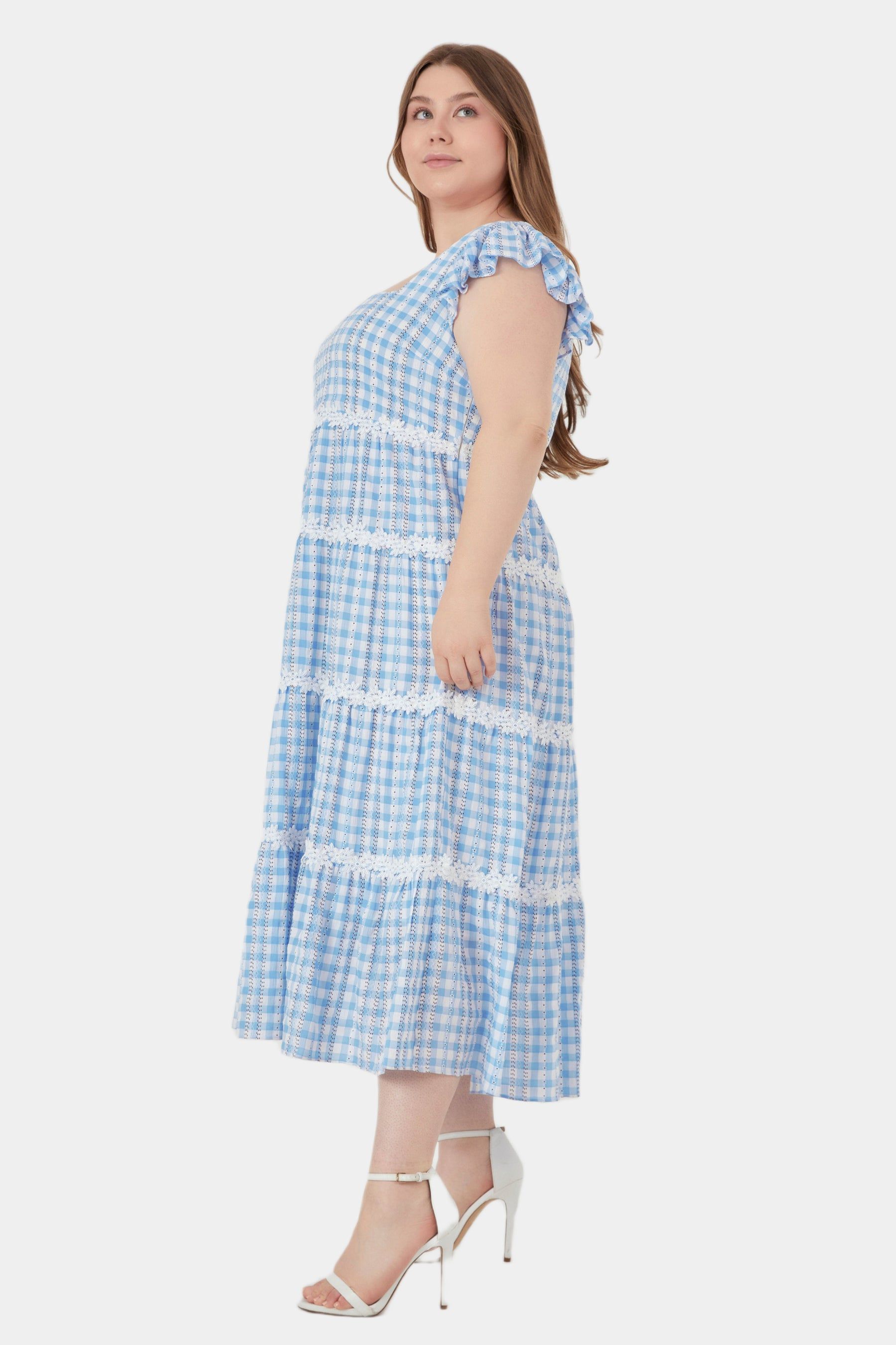 Floral Lace Gingham Printed Midi Dress sold by Lord & Taylor product image thumbnail 2