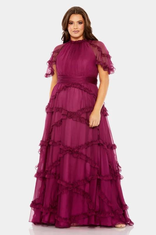 High Neck Ruffle Tiered Gown sold by Lord & Taylor