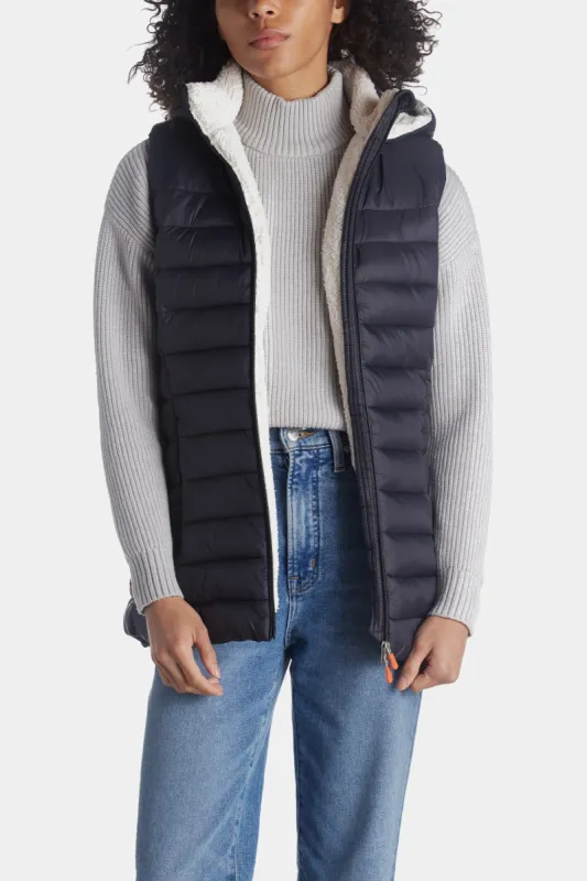 Margareth Hooded Sherpa Vest sold by Lord & Taylor