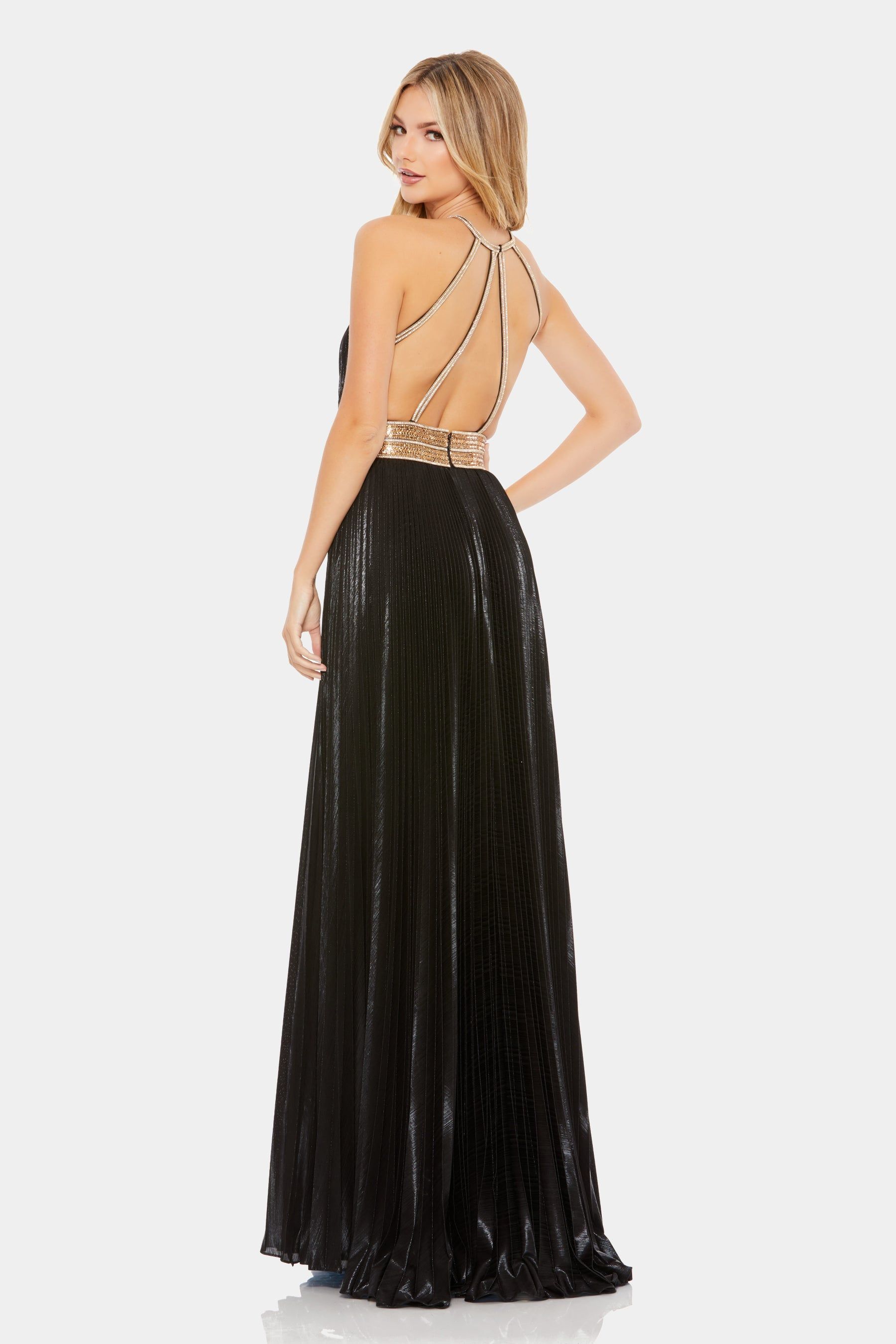 Pleated Embellished Halter Open Back Gown sold by Lord & Taylor product image thumbnail 2