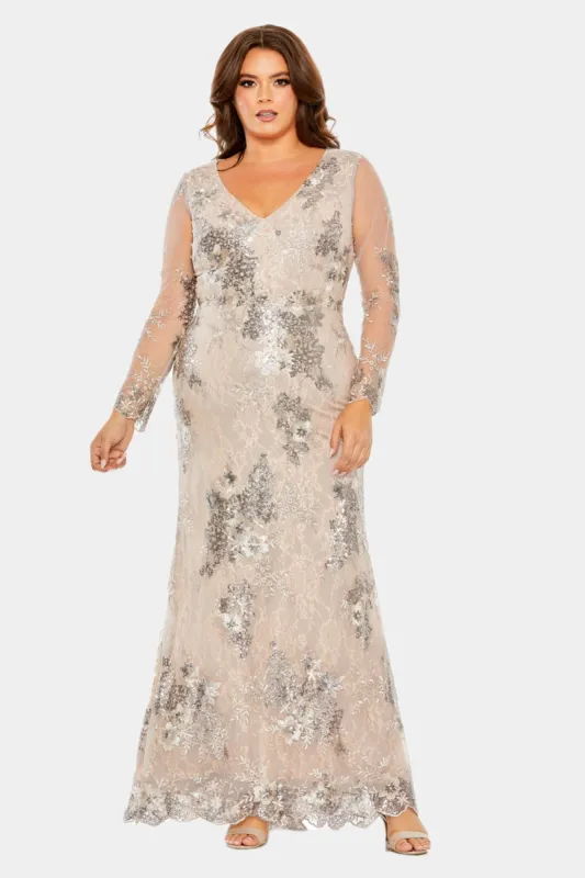 Embroidered Mesh Gown sold by Lord & Taylor