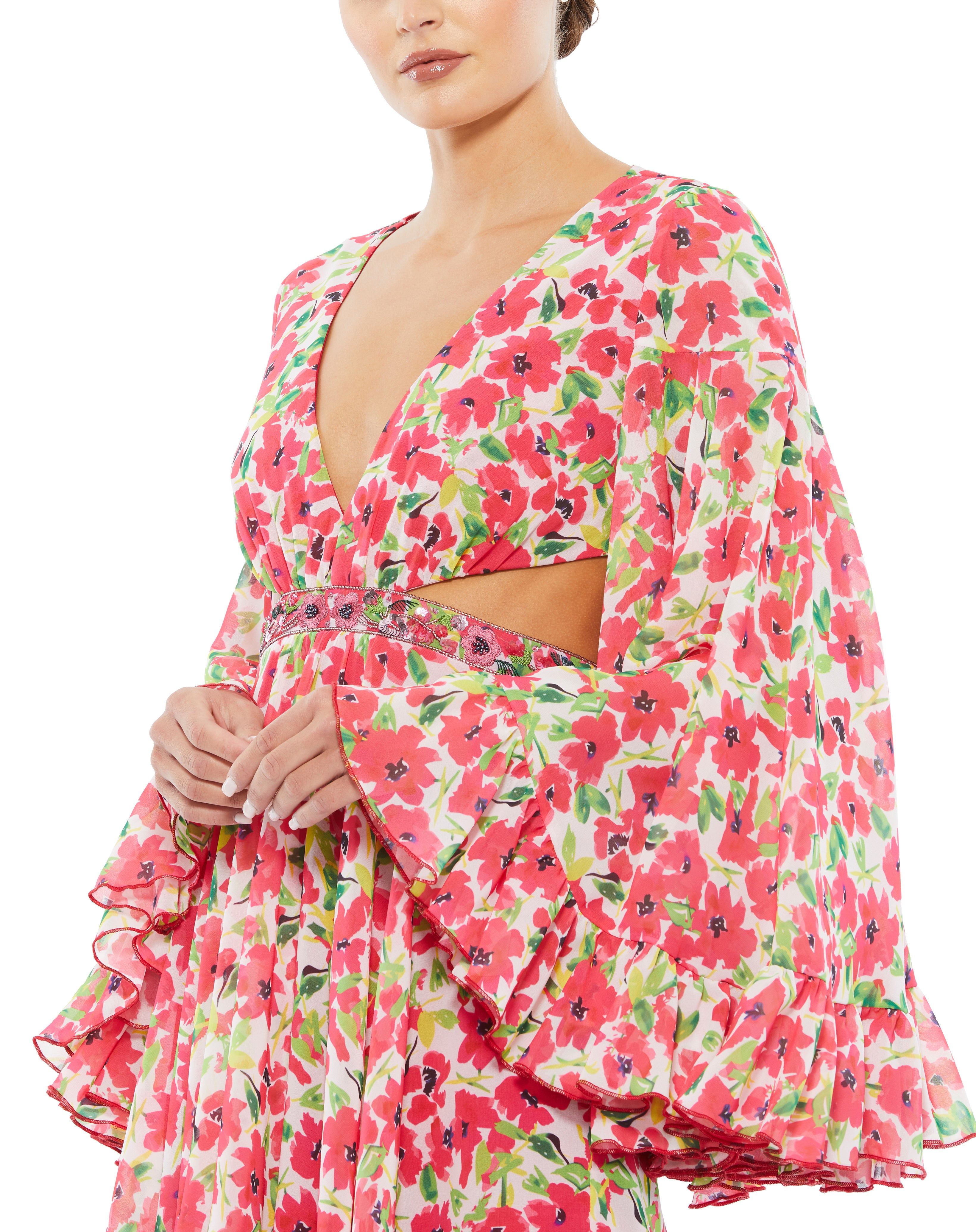 Floral Cut Out Bell Sleeve Mini Dress sold by Lord & Taylor product image thumbnail 5