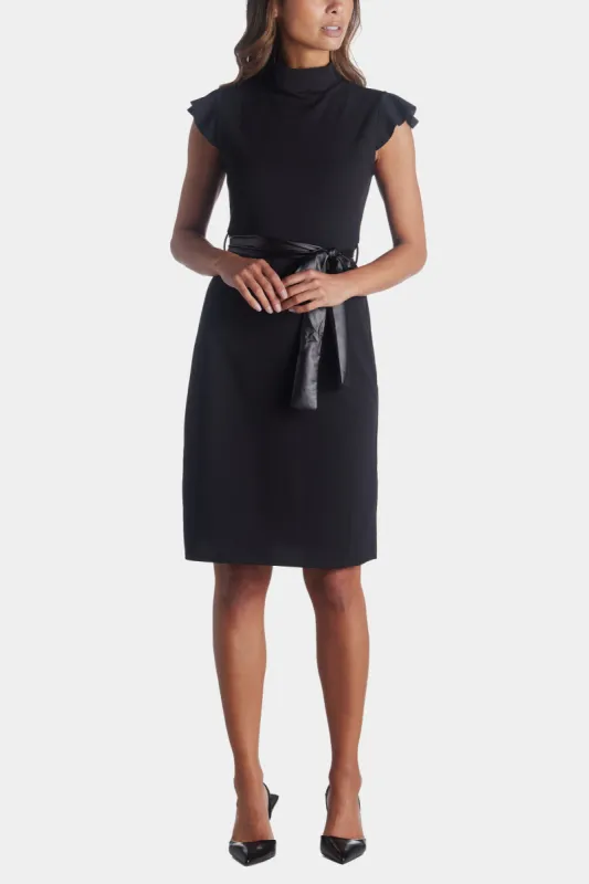 Faux Leather Belt Frill Sleeve Dress sold by Lord & Taylor