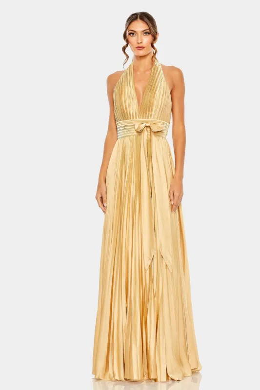 Pleated Halter Neck Center Bow Gown sold by Lord & Taylor