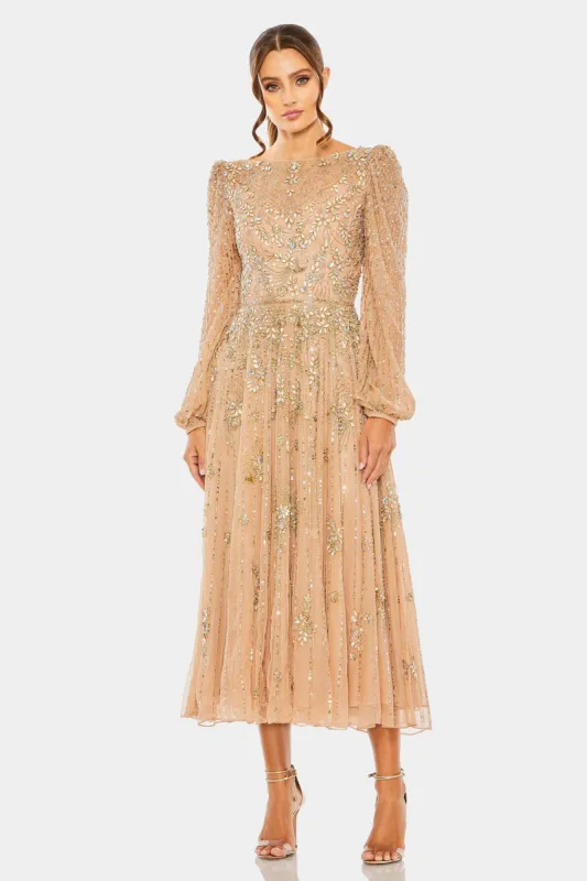 High Neck Puff Long Sleeve A-Line Dress sold by Lord & Taylor