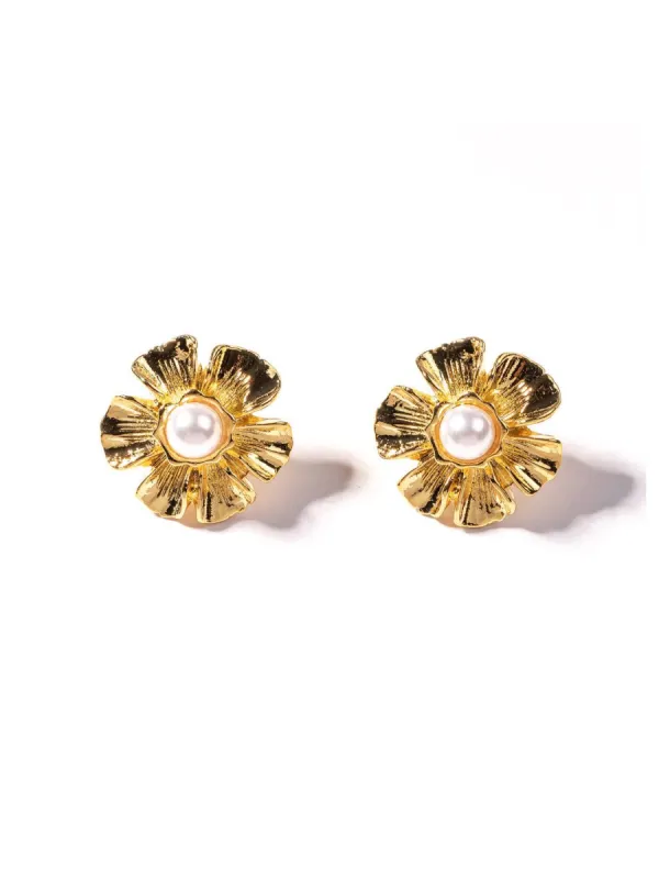 Pearl Flower Button Pierced Earrings sold by Lord & Taylor