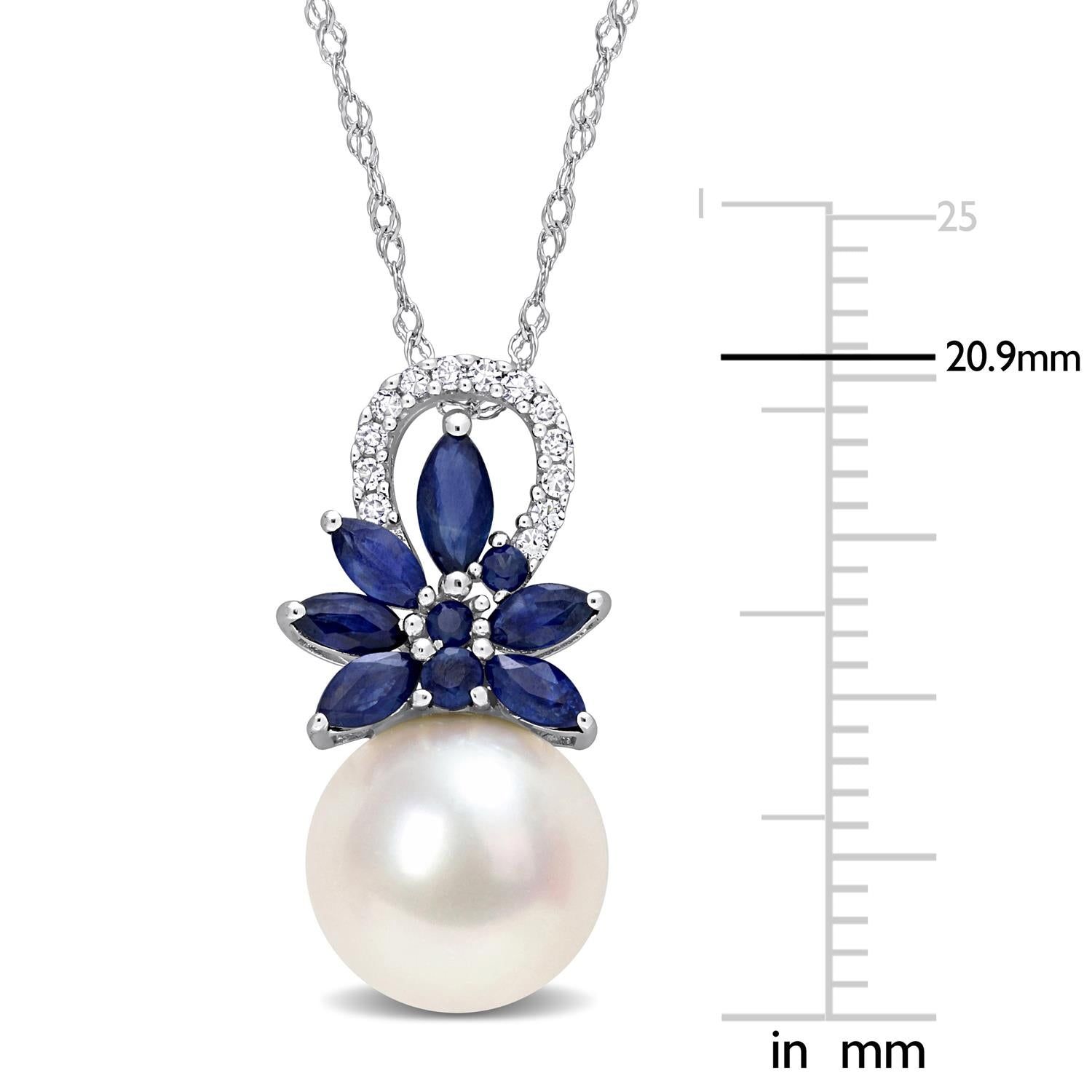 Cultured Freshwater Pearl Sapphire Diamond Necklace sold by Lord & Taylor product image thumbnail 2