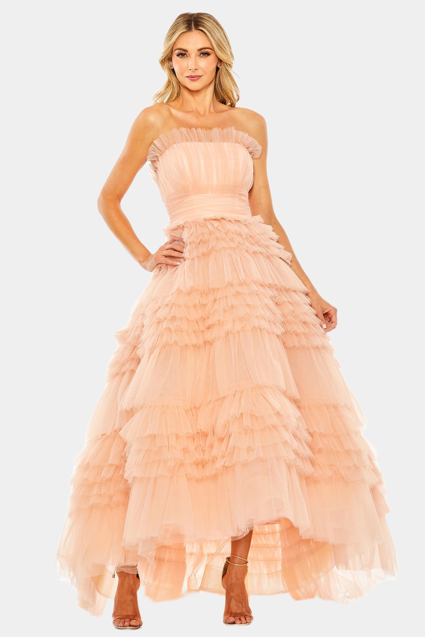 Strapless Tulle Ruffle Gown sold by Lord & Taylor