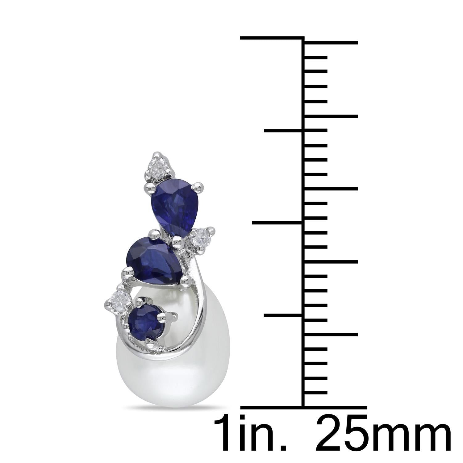 10k White Gold Cultured Freshwater Pearl, Sapphire and Diamond Earrings sold by Lord & Taylor product image thumbnail 3