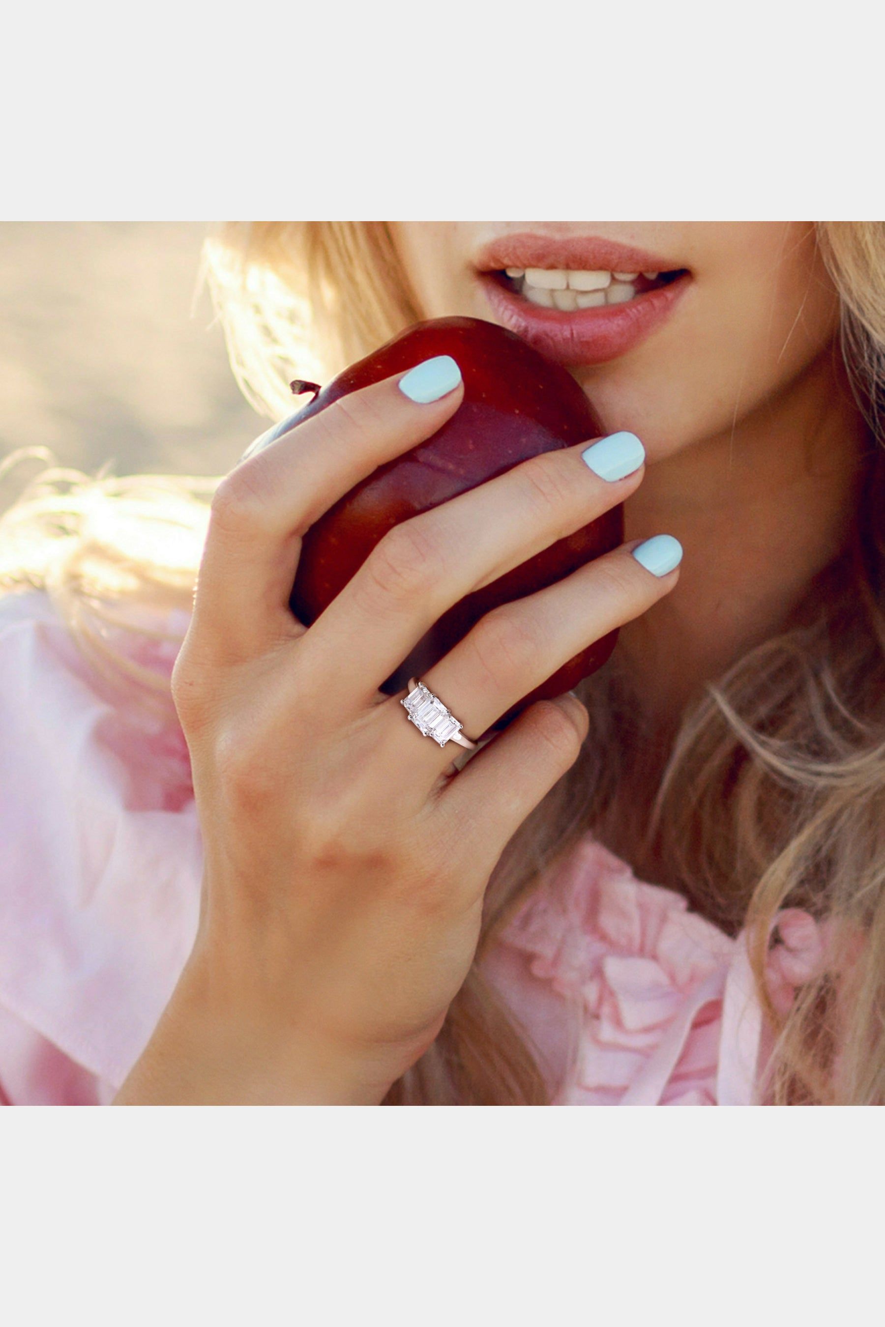 Emerald-Cut Moissanite Three-Stone Engagement Ring sold by Lord & Taylor product image thumbnail 3