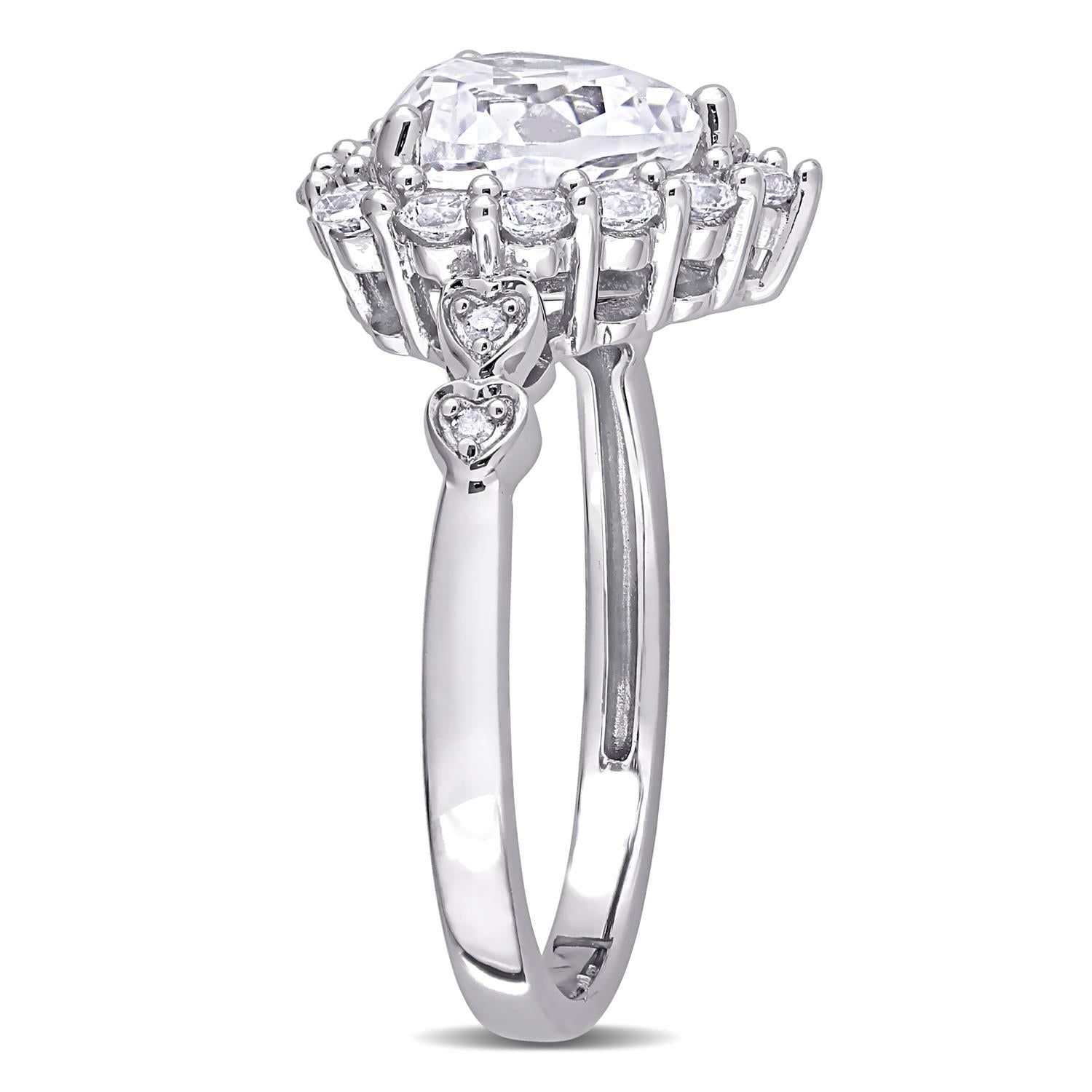 10k White Gold Created White Sapphire and Diamond Accent Ring sold by Lord & Taylor product image thumbnail 2