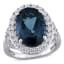 Oval London-Blue Topaz and Diamond Halo Ring in 14k White Gold sold by Lord & Taylor product image thumbnail 3