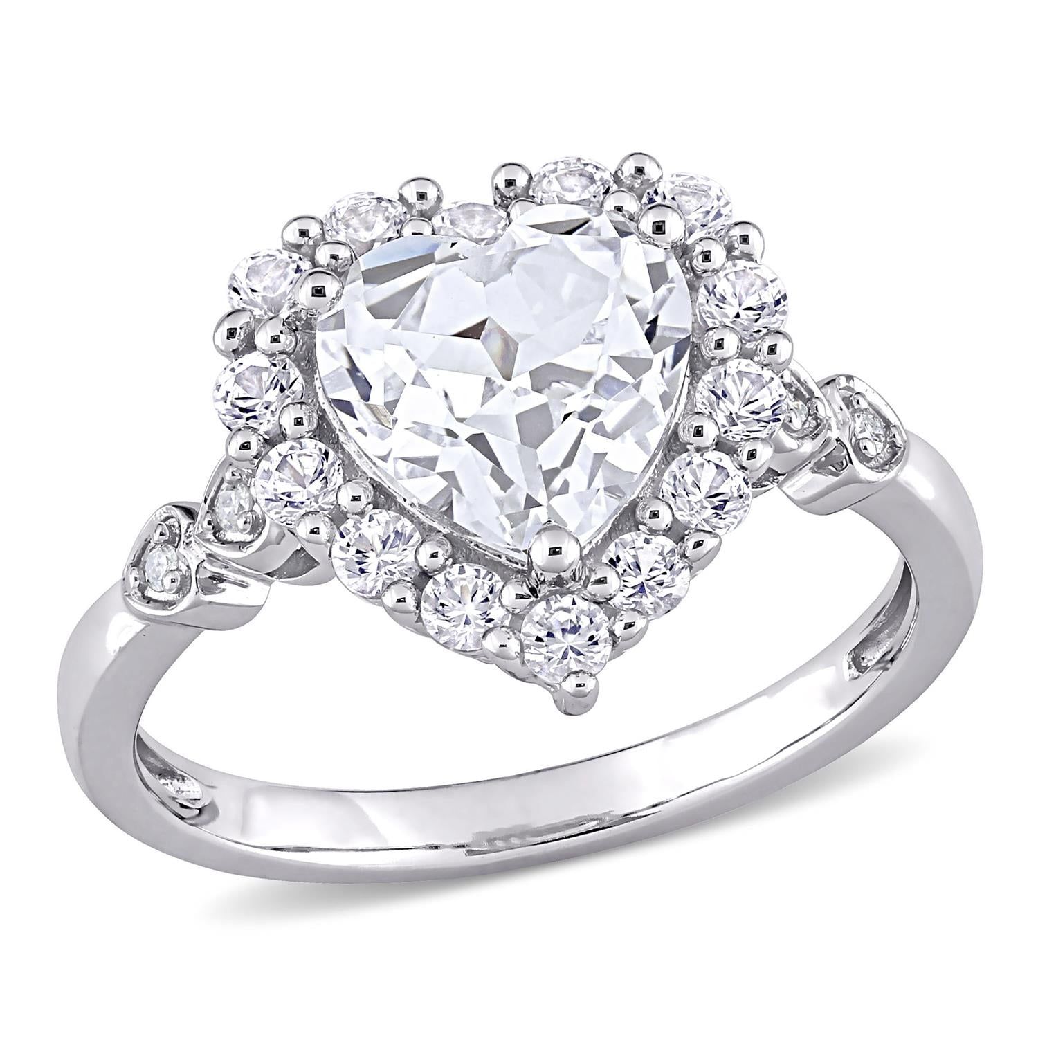 10k White Gold Created White Sapphire and Diamond Accent Ring sold by Lord & Taylor product image thumbnail 6