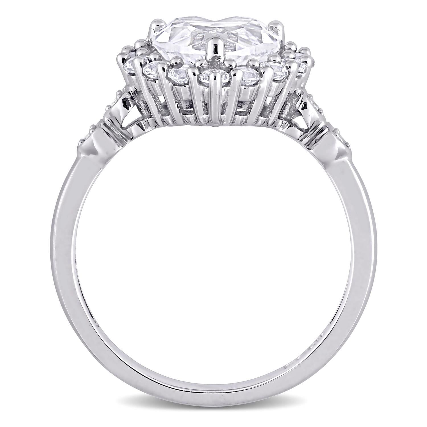 10k White Gold Created White Sapphire and Diamond Accent Ring sold by Lord & Taylor product image thumbnail 3
