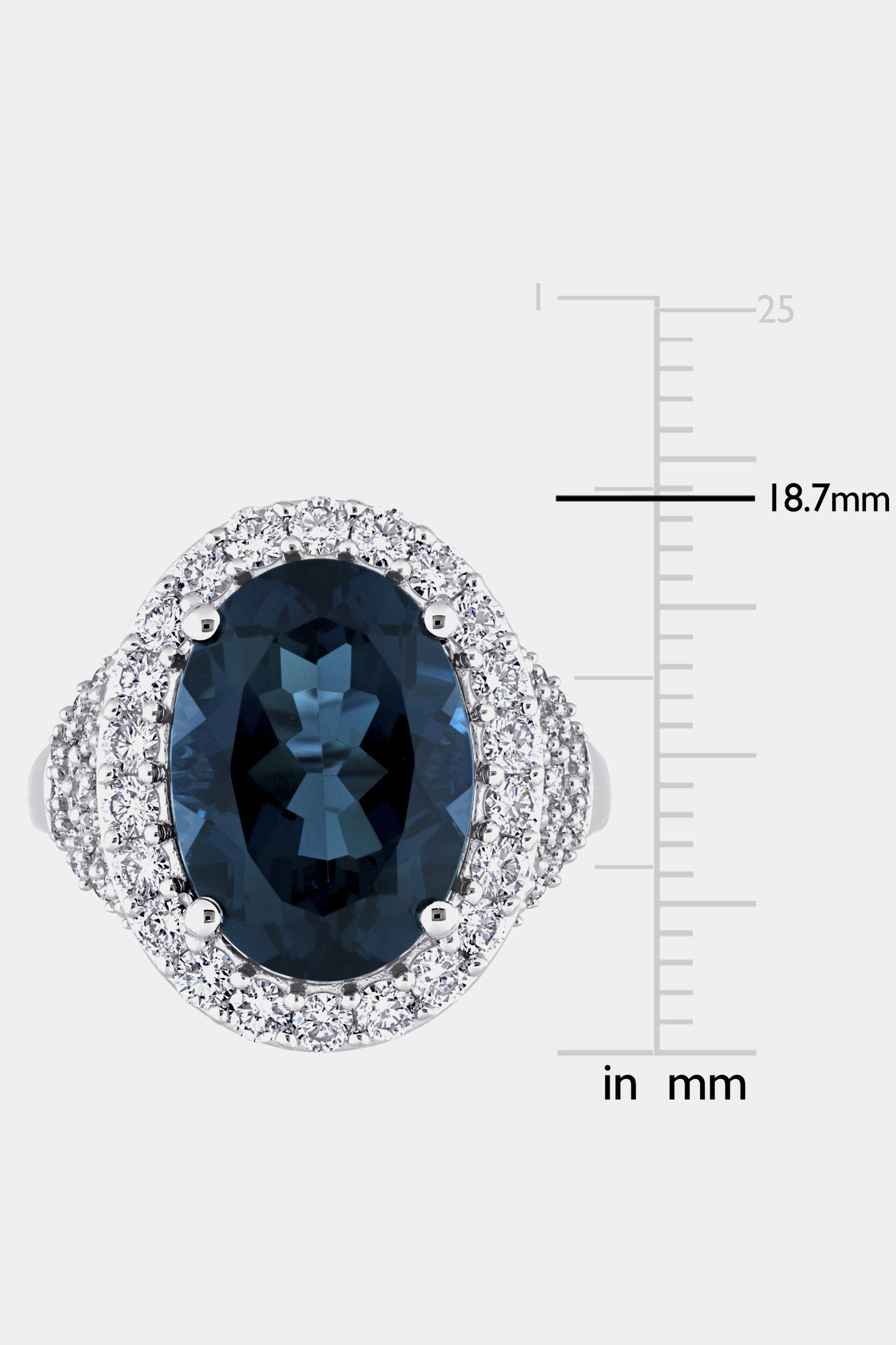 Oval London-Blue Topaz and Diamond Halo Ring in 14k White Gold sold by Lord & Taylor product image thumbnail 5