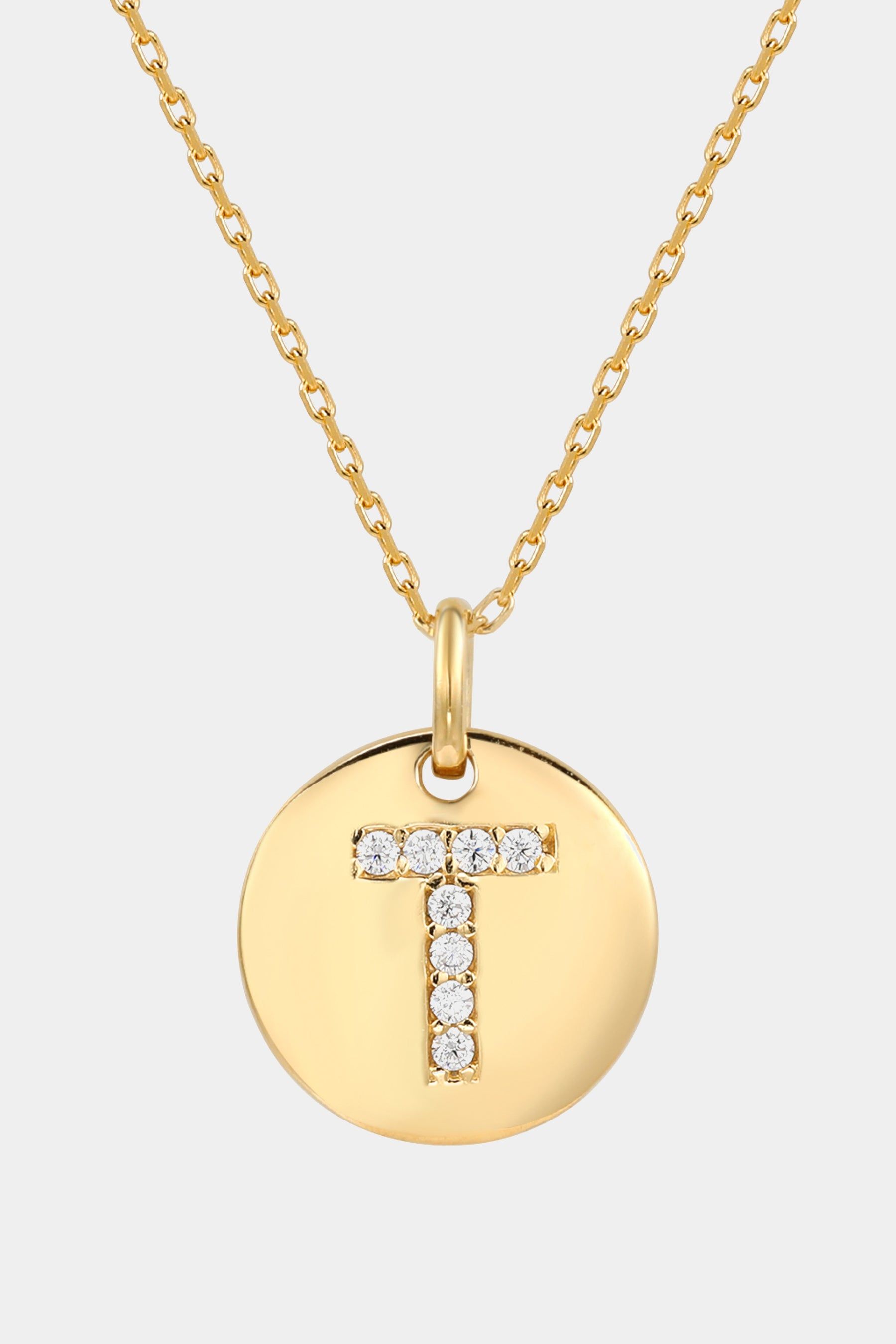 Yellow Sterling Silver Cubic Zirconia Letter Initial Disc Pendant Necklace sold by Lord & Taylor product image thumbnail 3