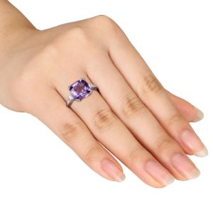 10k White Gold Amethyst, Lab-Created White Sapphire Ring sold by Lord & Taylor