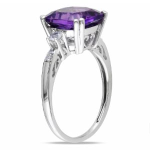 10k White Gold Amethyst, Lab-Created White Sapphire Ring sold by Lord & Taylor