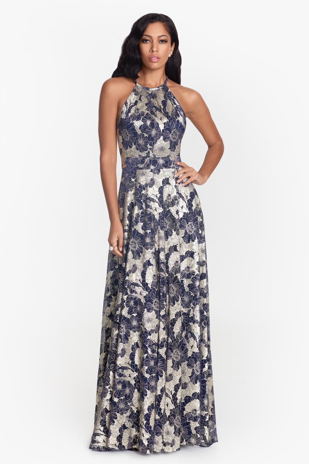 Long Halter Wrap Foil Print sold by Lord & Taylor