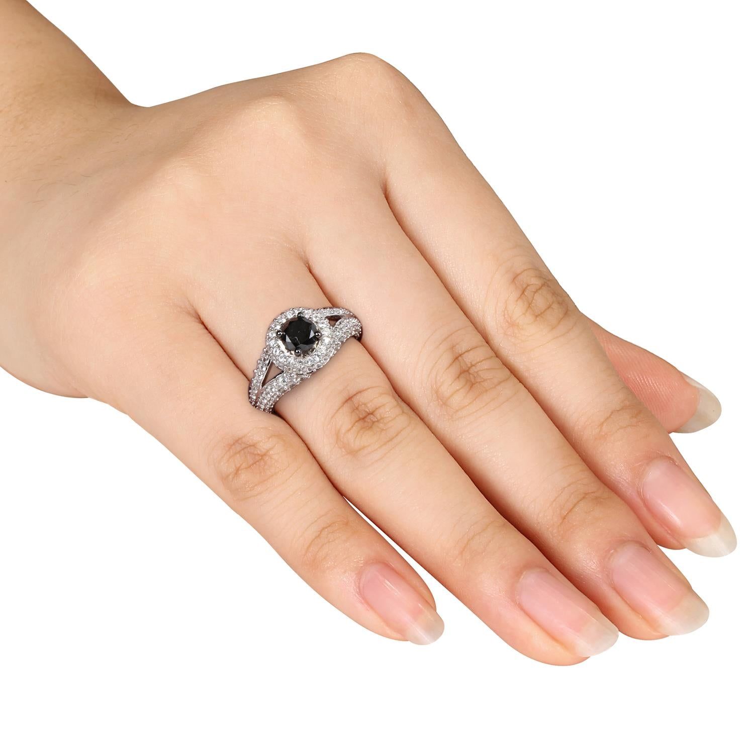 Black Diamond and Lab-Created White Sapphire Ring sold by Lord & Taylor product image thumbnail 2