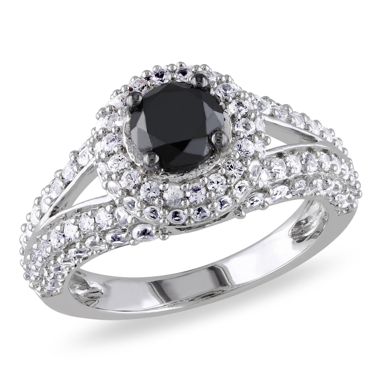 Black Diamond and Lab-Created White Sapphire Ring sold by Lord & Taylor product image thumbnail 3