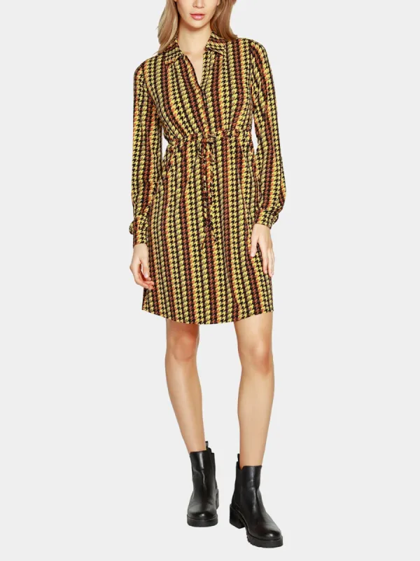 Belldini Black Label Houndstooth Long Sleeve Shirt Dress sold by Lord & Taylor