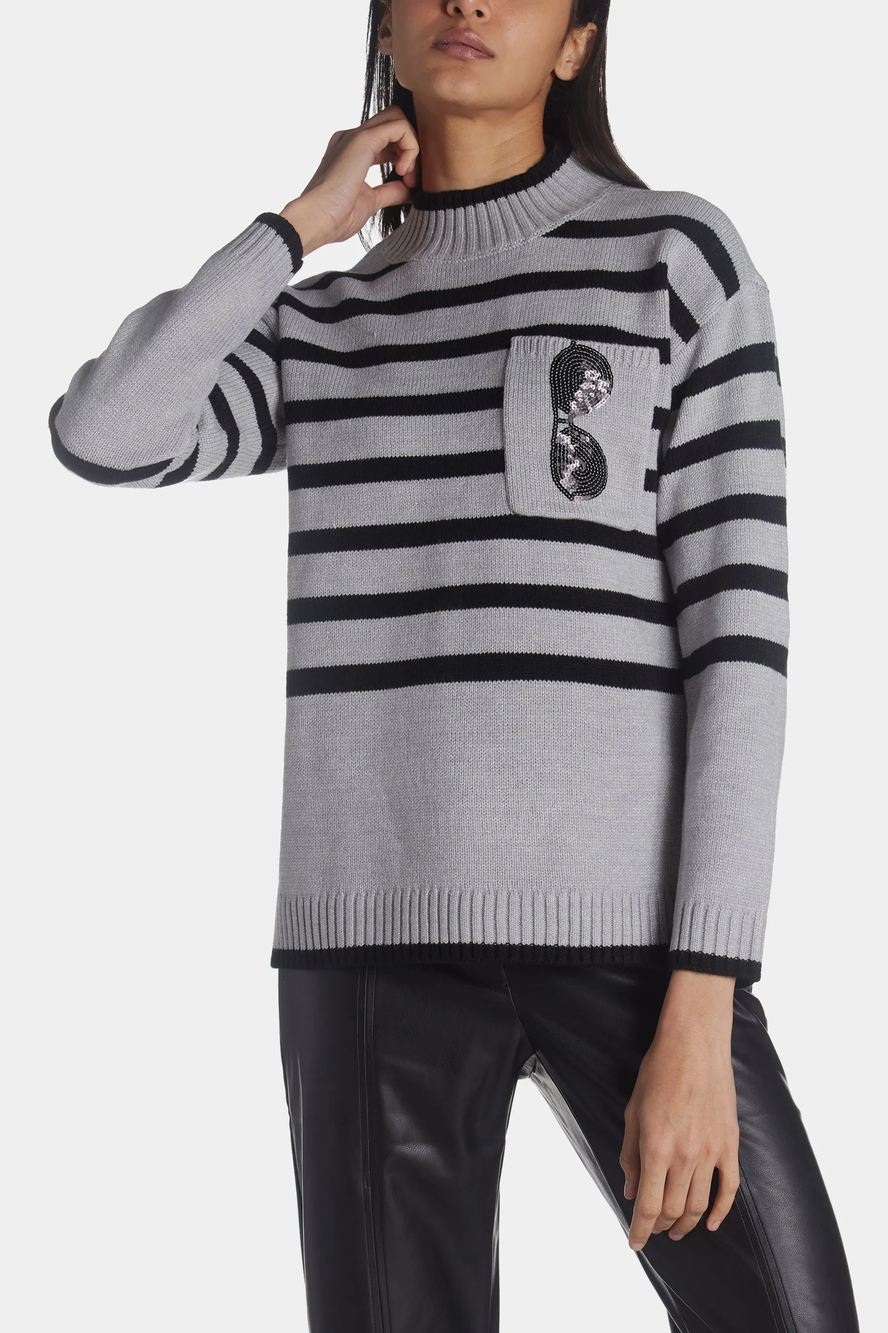 Mockneck Stripe Sunglass Pocket sold by Lord & Taylor product image thumbnail 2