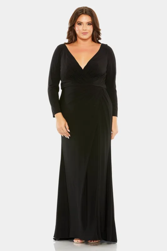 V Neck Long Sleeve Faux Wrap Gown sold by Lord & Taylor