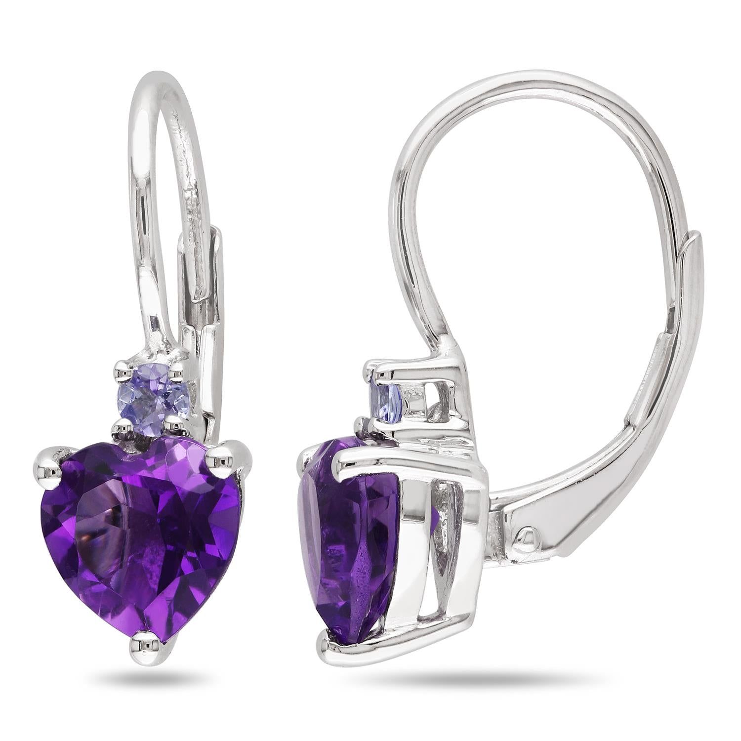 Amethyst and Tanzanite Heart Earrings sold by Lord & Taylor