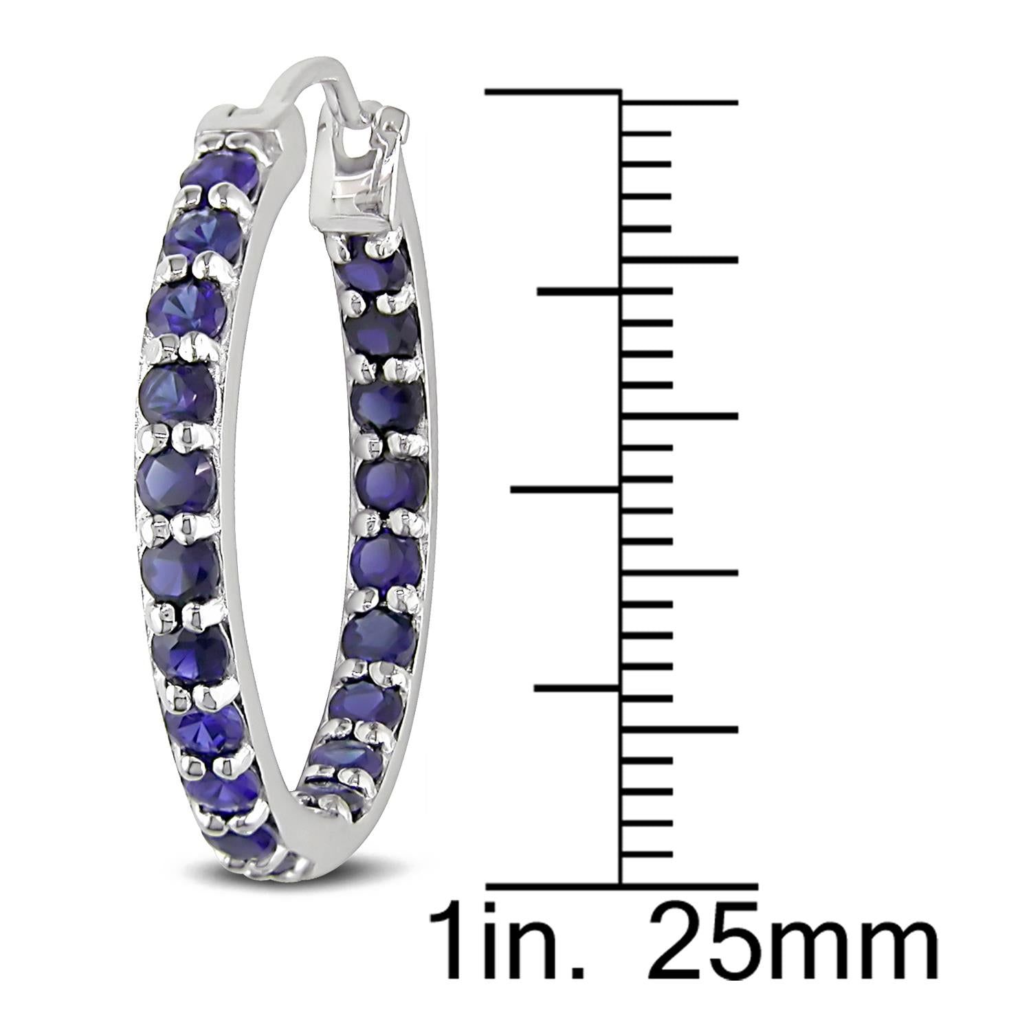 Lab-Created Blue Sapphire Hoop Earrings sold by Lord & Taylor product image thumbnail 2