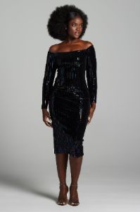 Off Shoulder Long Sleeve Sequins Dress sold by Lord & Taylor