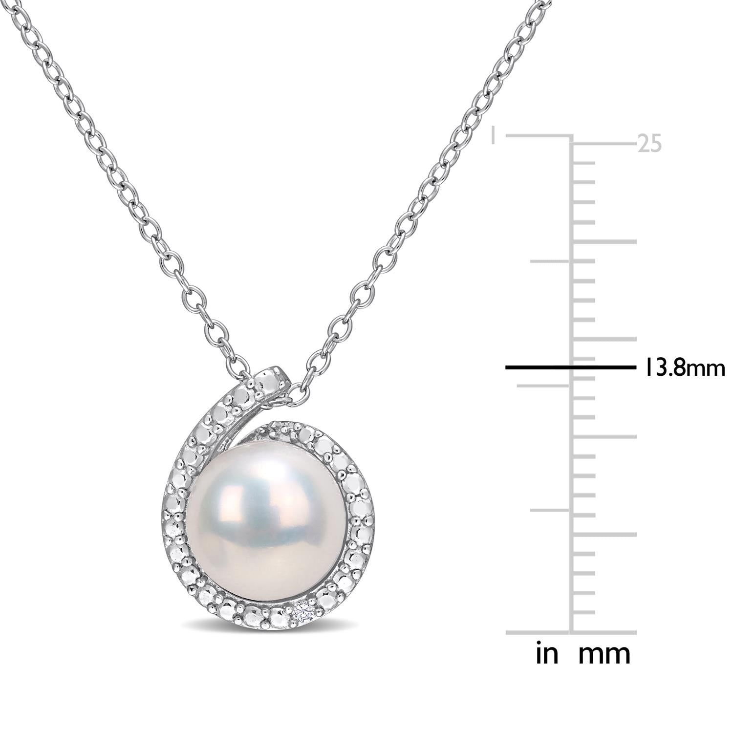 Freshwater Cultured Pearl and Diamond Necklace sold by Lord & Taylor product image thumbnail 2