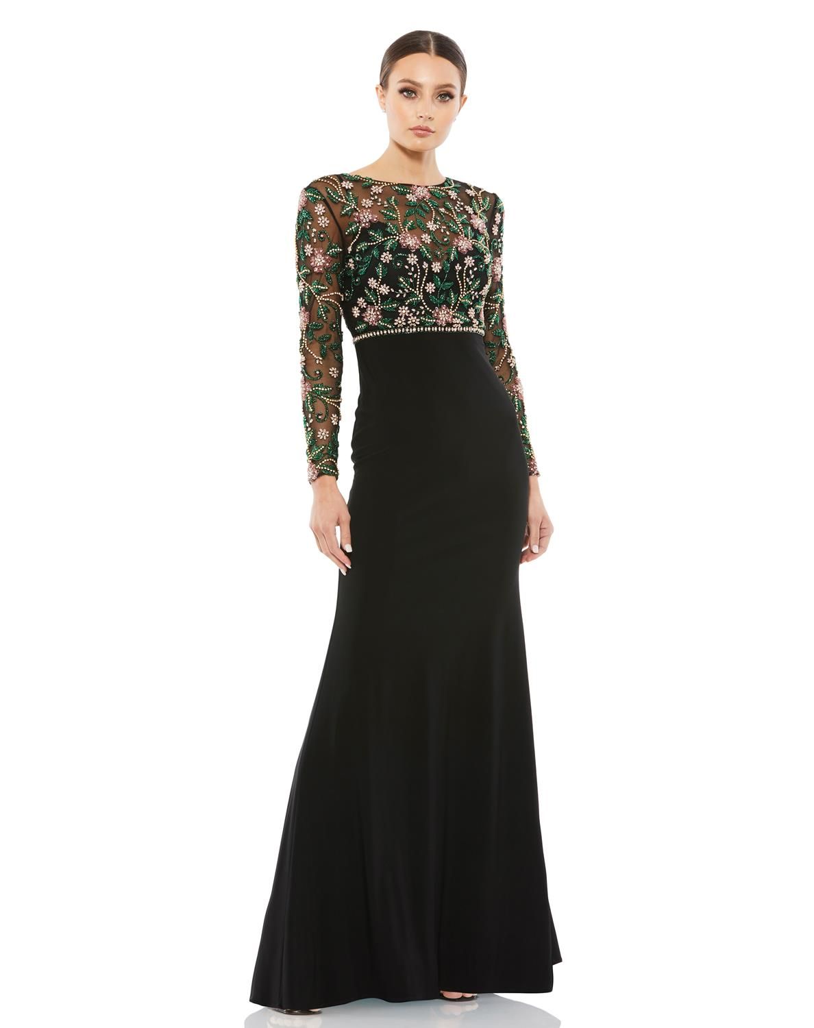 Beaded Illusion High Neck Trumpet Gown sold by Lord & Taylor product image thumbnail 4