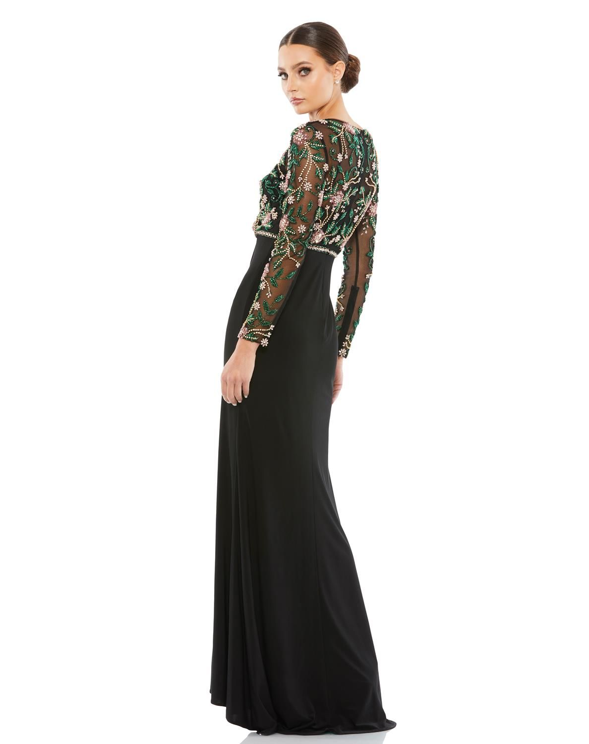 Beaded Illusion High Neck Trumpet Gown sold by Lord & Taylor product image thumbnail 2
