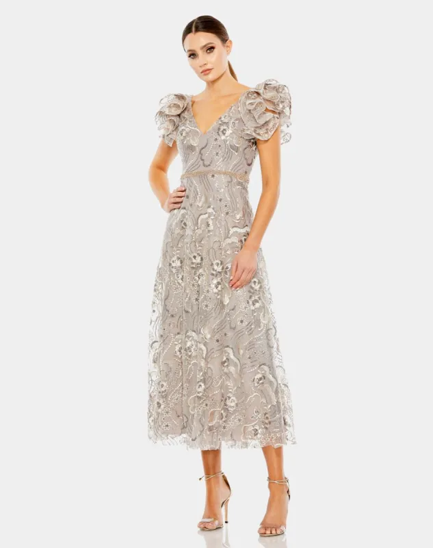 Embellished Ruffled Cap Sleeve A Line Dress sold by Lord & Taylor