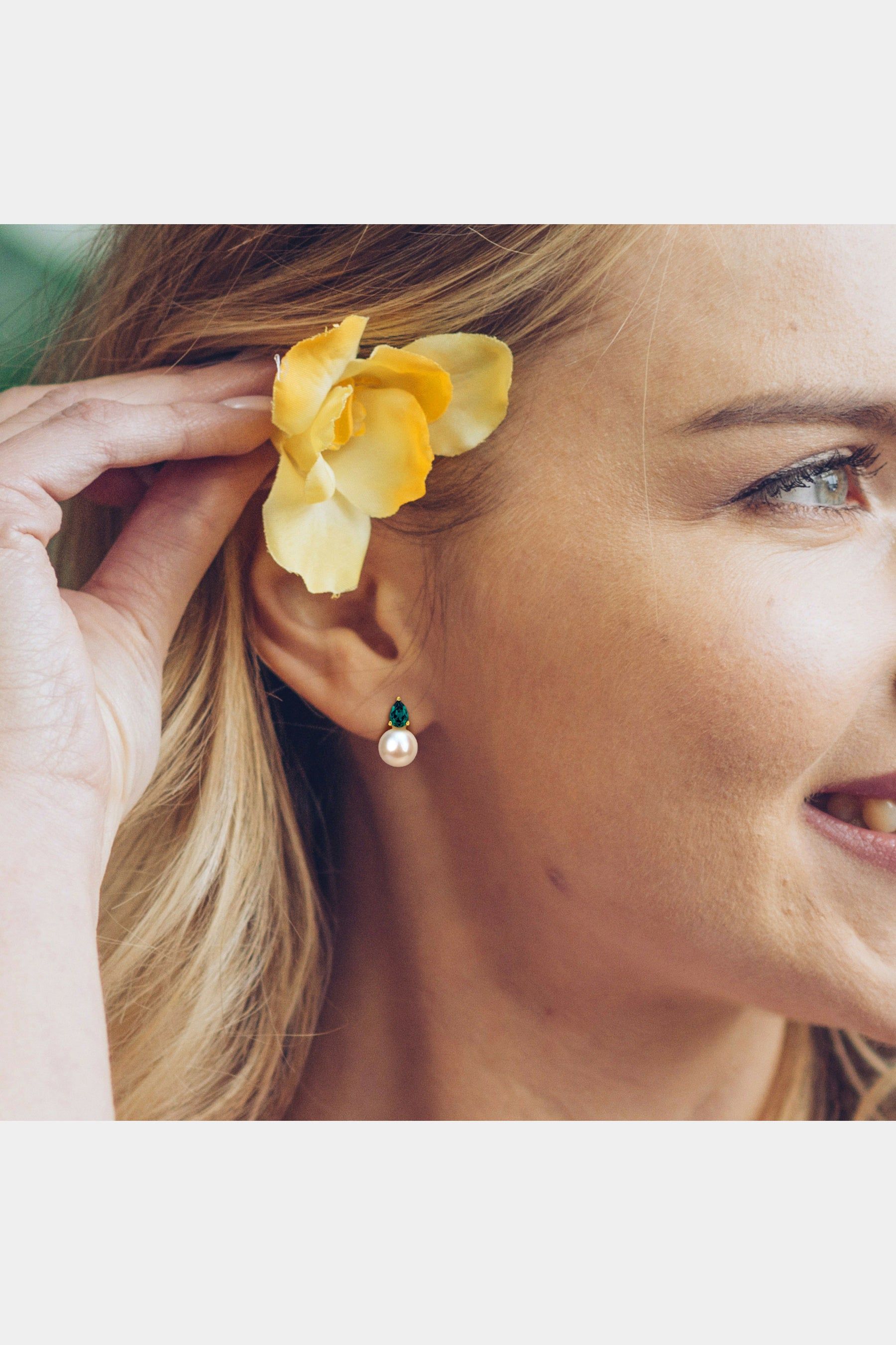 Freshwater Cultured Pearl And Created Alexandrite Drop Earrings sold by Lord & Taylor product image thumbnail 2