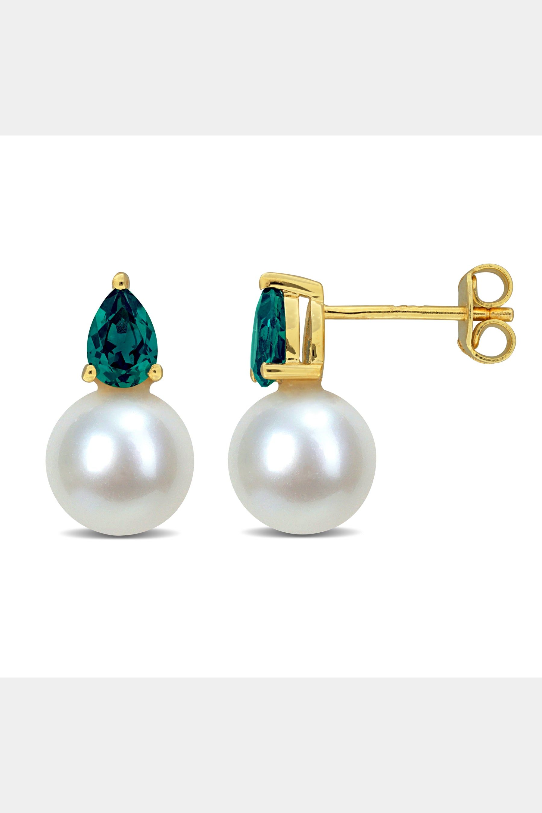 Freshwater Cultured Pearl And Created Alexandrite Drop Earrings sold by Lord & Taylor