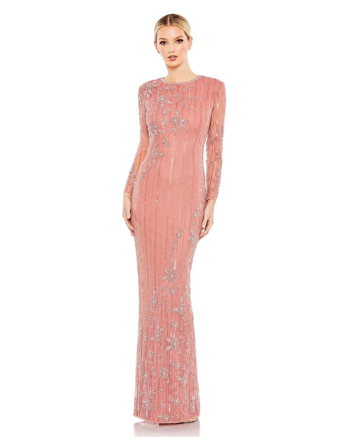 Embellished High Neck Illusion Long Sleeve Gown sold by Lord & Taylor product image thumbnail 8