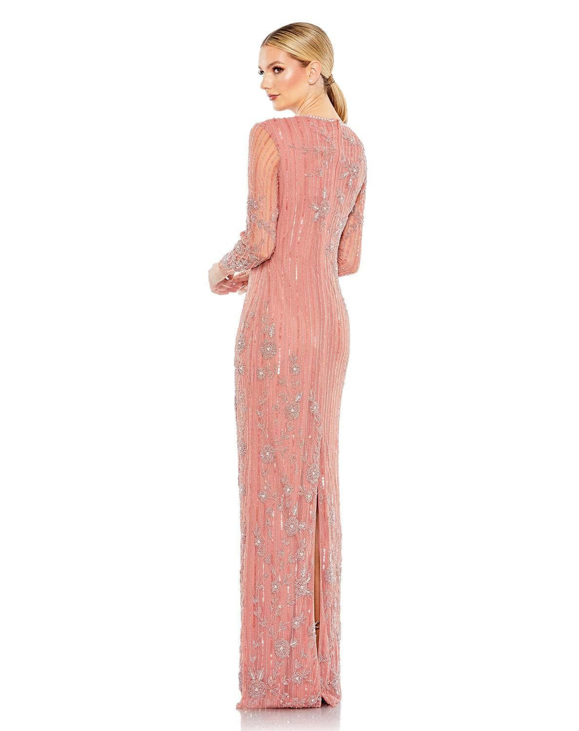 Embellished High Neck Illusion Long Sleeve Gown sold by Lord & Taylor product image thumbnail 6