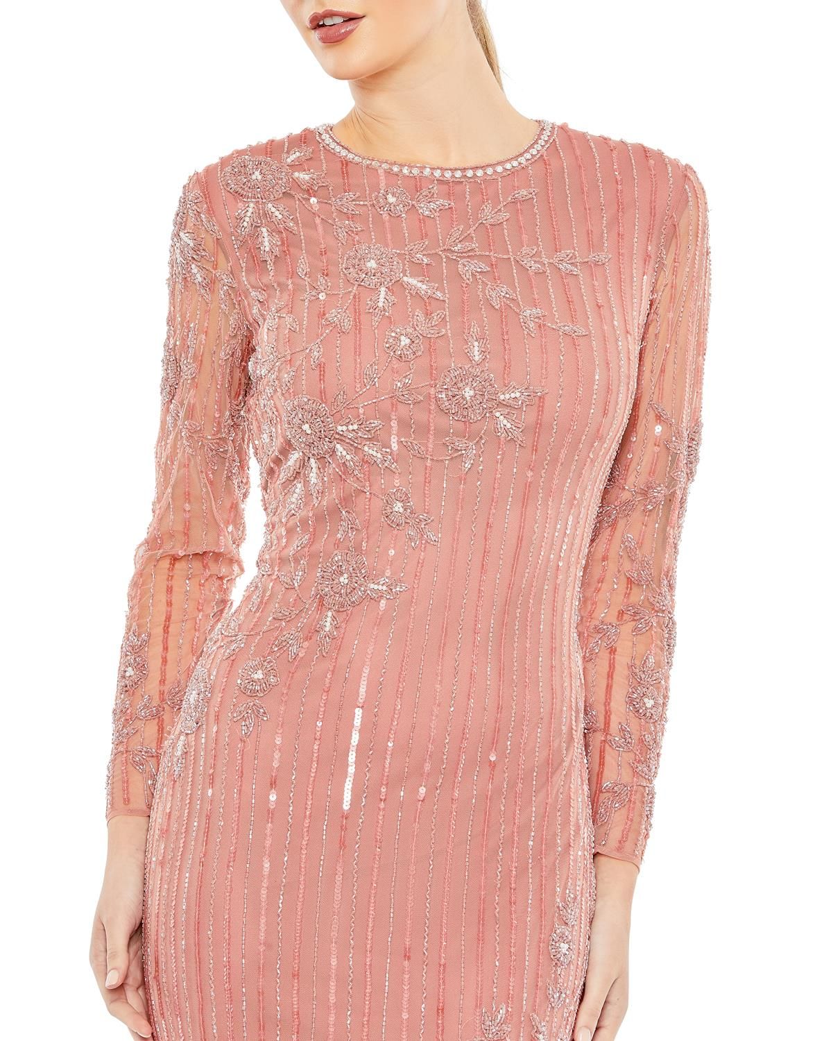 Embellished High Neck Illusion Long Sleeve Gown sold by Lord & Taylor product image thumbnail 7