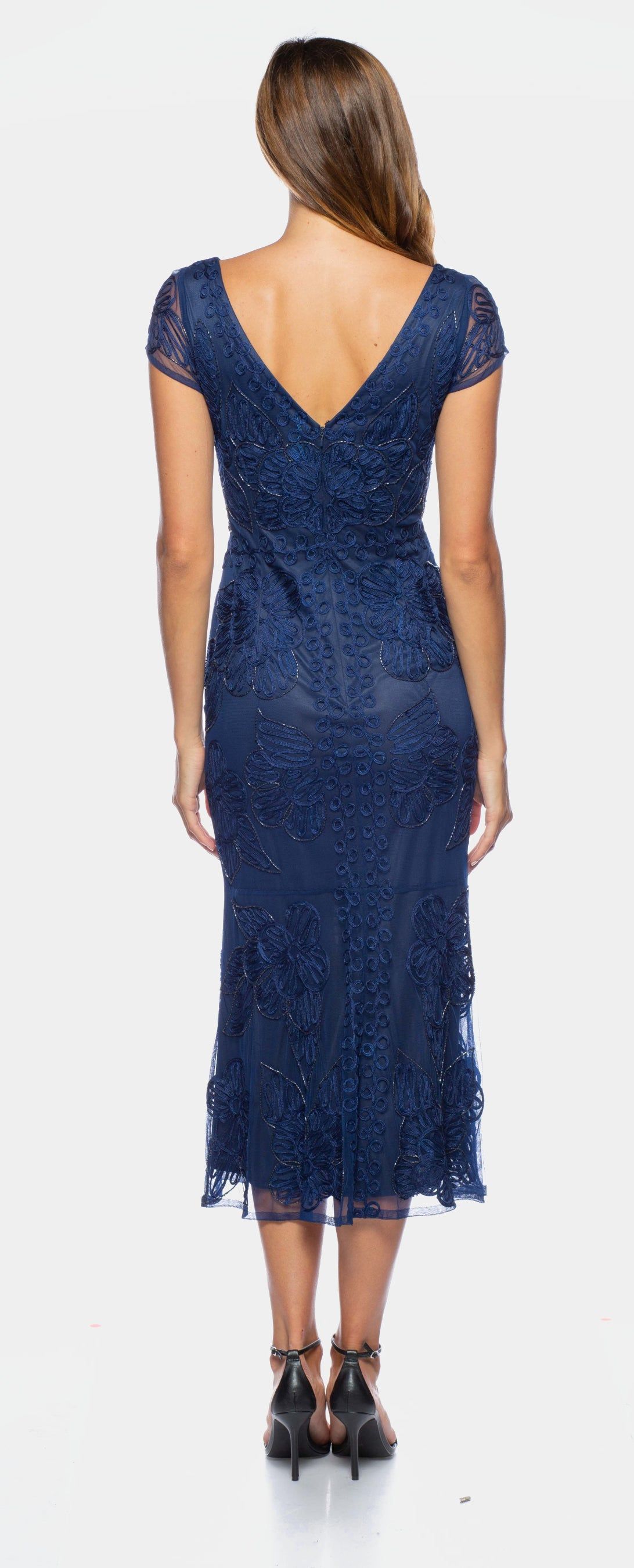 Cap Sleeve V back Midi Dress sold by Lord & Taylor product image thumbnail 2